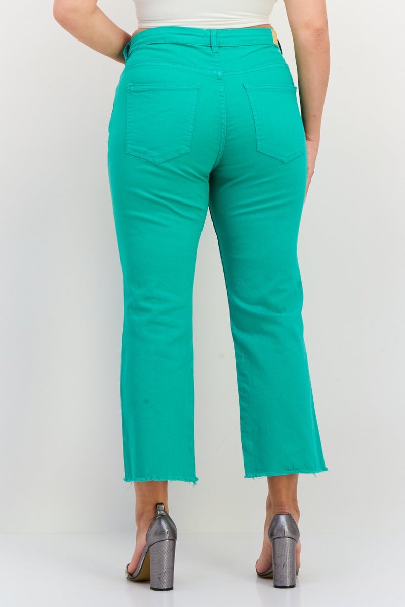 ONLY Women Regular Fit 32 Length Plain Sweet Flared Jeans, Marine Green - Image 3