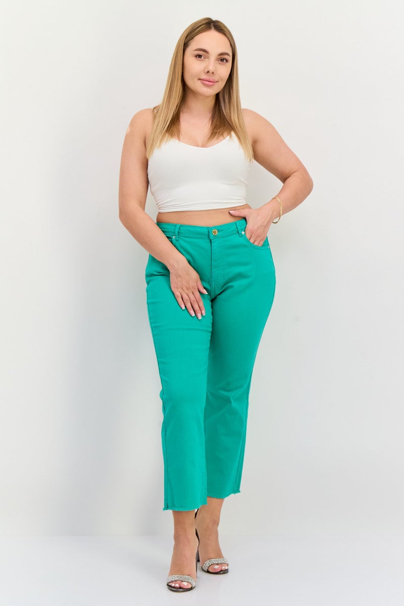 ONLY Women Regular Fit 32 Length Plain Sweet Flared Jeans, Marine Green - Image 4