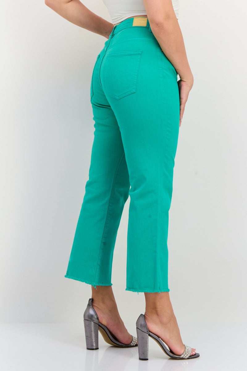 ONLY Women Regular Fit 32 Length Plain Sweet Flared Jeans, Marine Green - Image 2