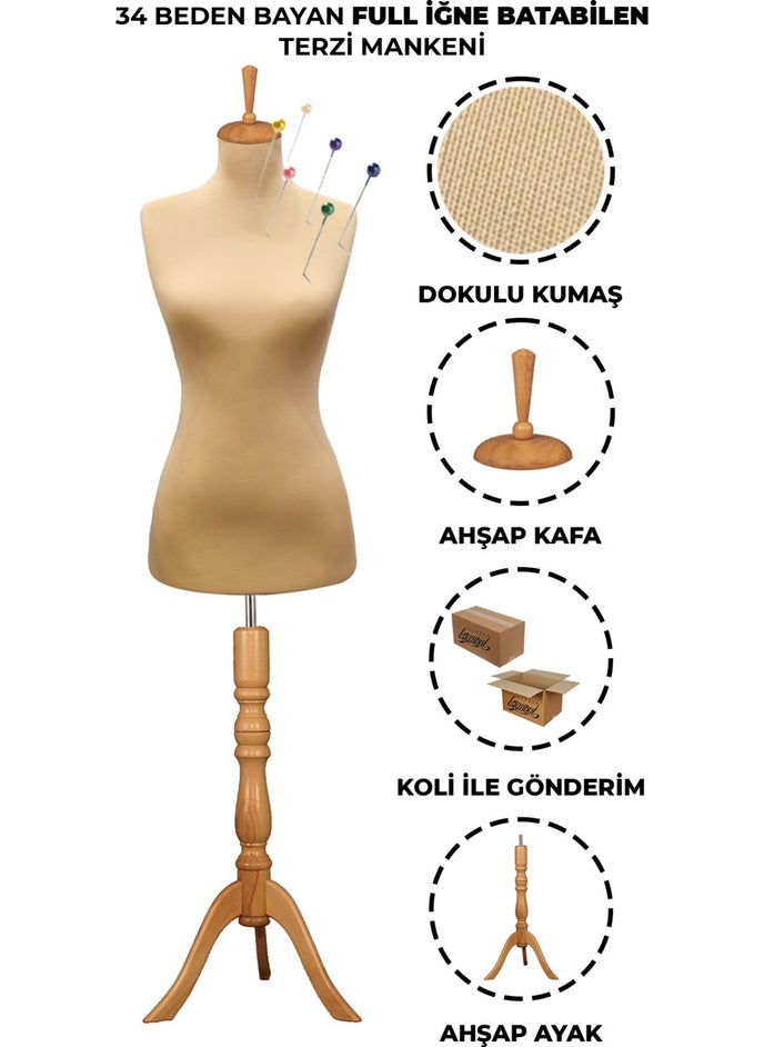 Mannequin Istanbul Size 34 Special Jardon Skin Colored Fabric Needle Propable Tailor Mannequin Rehearsal Mannequin