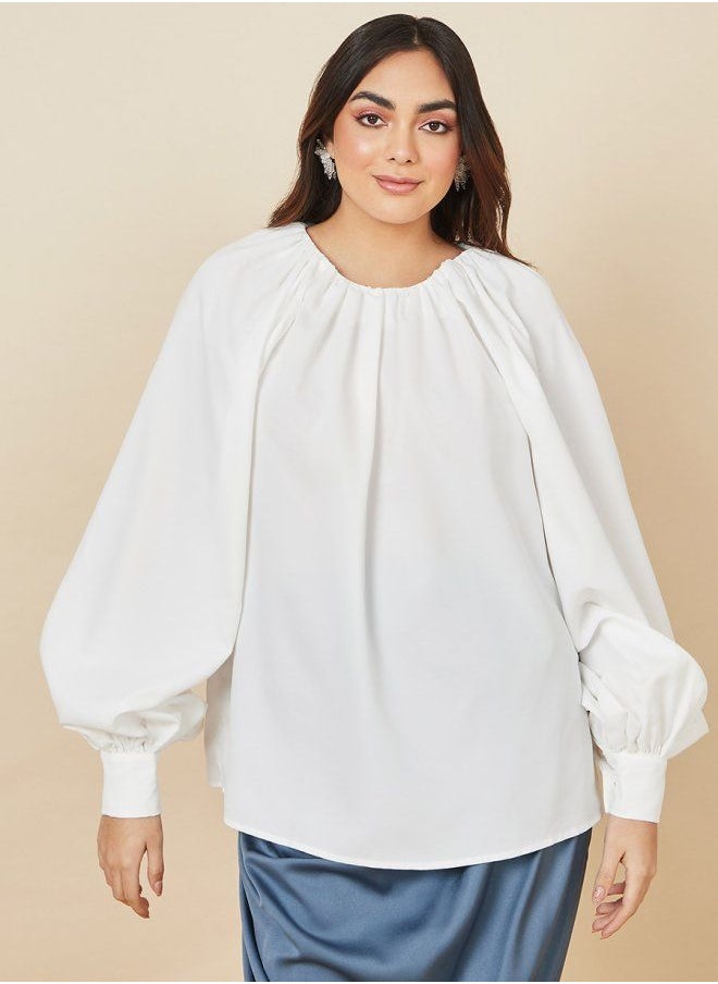 Styli - Balloon Sleeve Relaxed Fit Blouse - Image 1