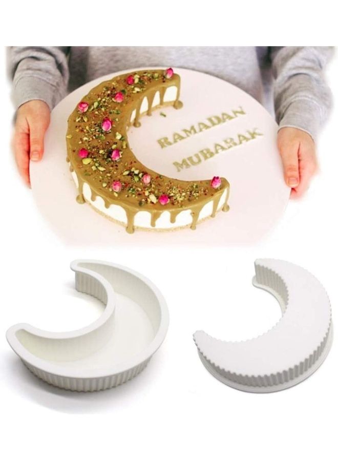 KHAJUL Moon Shape Silicone Cake Mold 23CM, 3D Crescent Mousse Pan, Non-Stick Baking Tool for Dessert, Cake & Mousse, Kitchen Bakeware (White Large Size) - Image 3