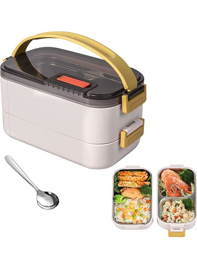 Arabest Bento Lunch Box for Adults & Kids, Reusable Stainless Steel Handheld Portable 2 Layers Meal Box, 1200ml Leakproof Food Storage Containers, Microwave Dishwasher Safe Lunch Box - Gray - Image 1