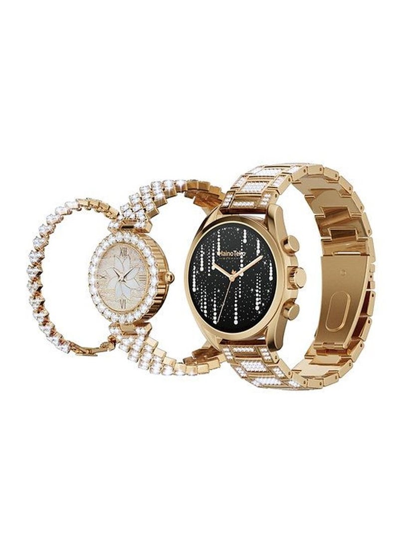Haino Teko - Haino Teko RW 17 Two Round watches Gold Edition with bangles combo for Women's and Girls - Image 1
