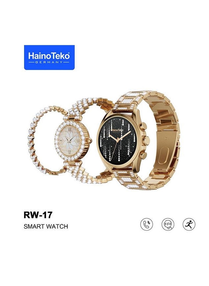 Haino Teko - Haino Teko RW 17 Two Round watches Gold Edition with bangles combo for Women's and Girls - Image 1