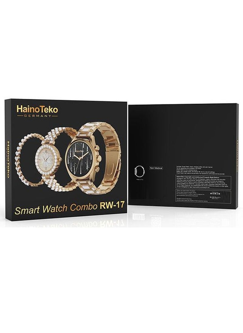 Haino Teko - Haino Teko RW 17 Two Round watches Gold Edition with bangles combo for Women's and Girls - Image 1