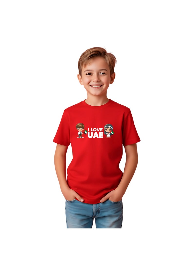 PRINTSHOP4ME Kids I LOVE UAE Tshirts for Celebrating National Day Round Neck Tshirt for Unisex UAE Design Printed Tshirt for Boys and Girls Everyday Wear Short Sleeve Printed Kids T shirt - Image 1