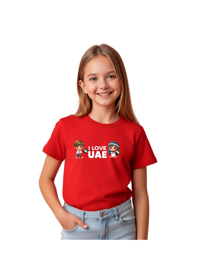 PRINTSHOP4ME Kids I LOVE UAE Tshirts for Celebrating National Day Round Neck Tshirt for Unisex UAE Design Printed Tshirt for Boys and Girls Everyday Wear Short Sleeve Printed Kids T shirt - Image 2