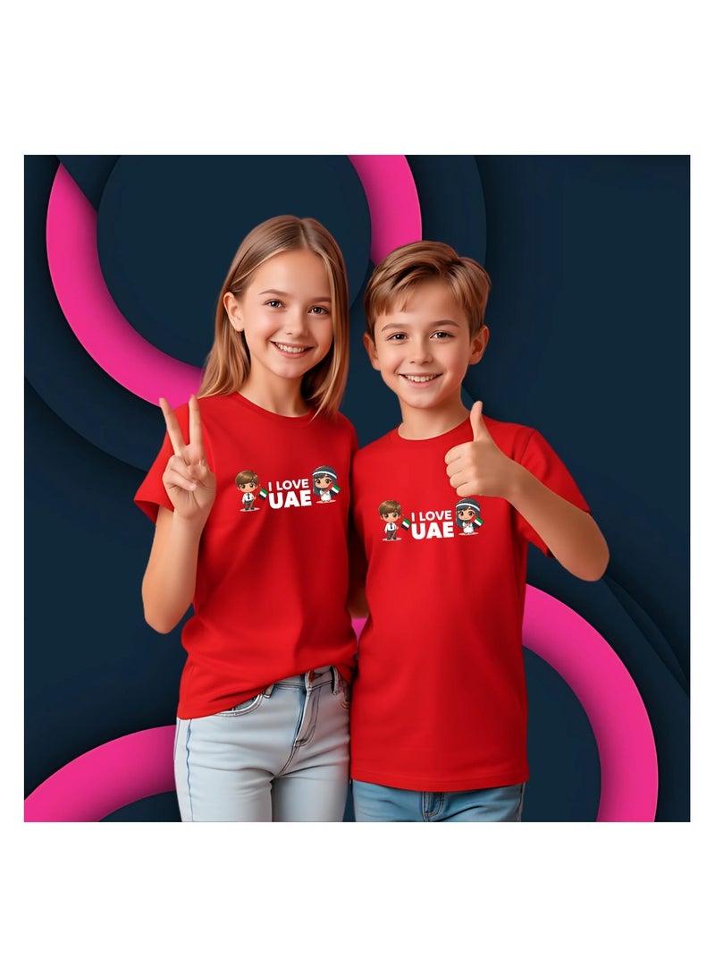 PRINTSHOP4ME Kids I LOVE UAE Tshirts for Celebrating National Day Round Neck Tshirt for Unisex UAE Design Printed Tshirt for Boys and Girls Everyday Wear Short Sleeve Printed Kids T shirt - Image 4