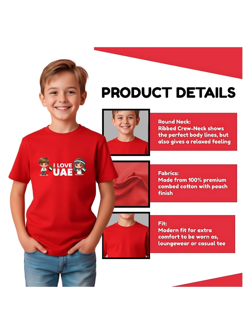 PRINTSHOP4ME Kids I LOVE UAE Tshirts for Celebrating National Day Round Neck Tshirt for Unisex UAE Design Printed Tshirt for Boys and Girls Everyday Wear Short Sleeve Printed Kids T shirt - Image 5