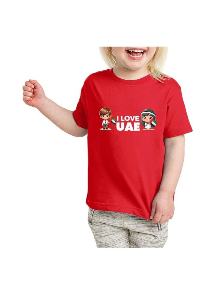 PRINTSHOP4ME Kids I LOVE UAE Tshirts for Celebrating National Day Round Neck Tshirt for Unisex UAE Design Printed Tshirt for Boys and Girls Everyday Wear Short Sleeve Printed Kids T shirt - Image 4