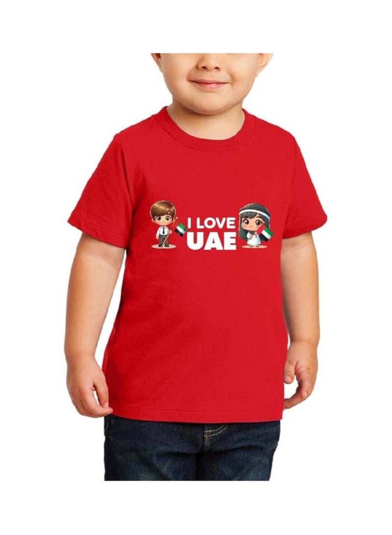 PRINTSHOP4ME Kids I LOVE UAE Tshirts for Celebrating National Day Round Neck Tshirt for Unisex UAE Design Printed Tshirt for Boys and Girls Everyday Wear Short Sleeve Printed Kids T shirt - Image 1