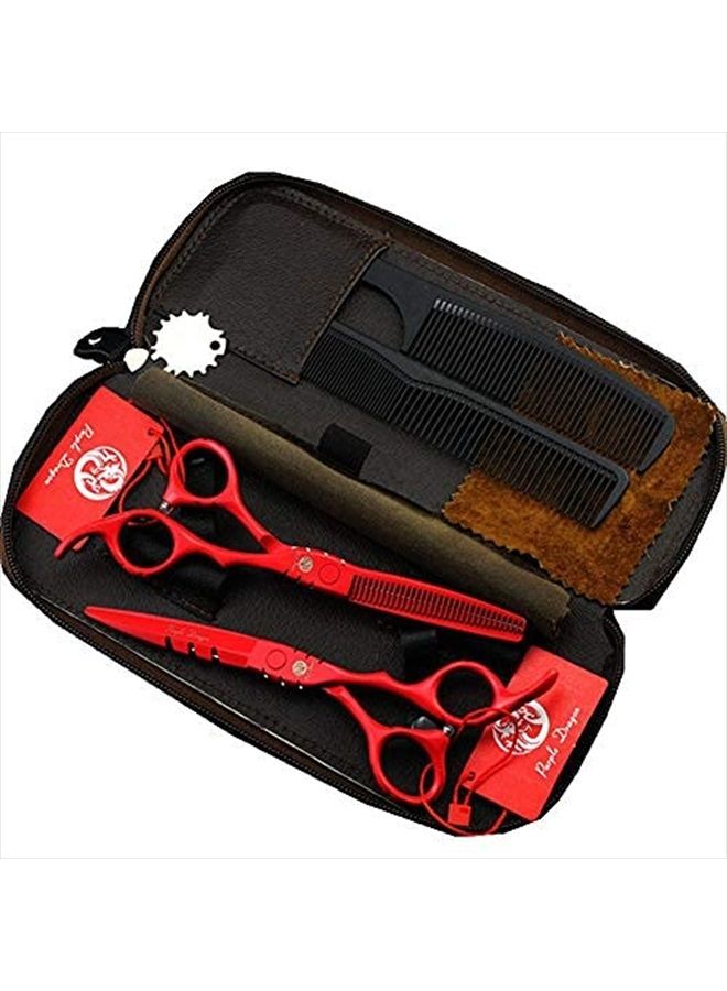 Purple Dragon Professional Japan 440C Hair Salon Cutting Shears and Barber Thinning Scissor Hairdressing Shear Set with Bag - Image 1