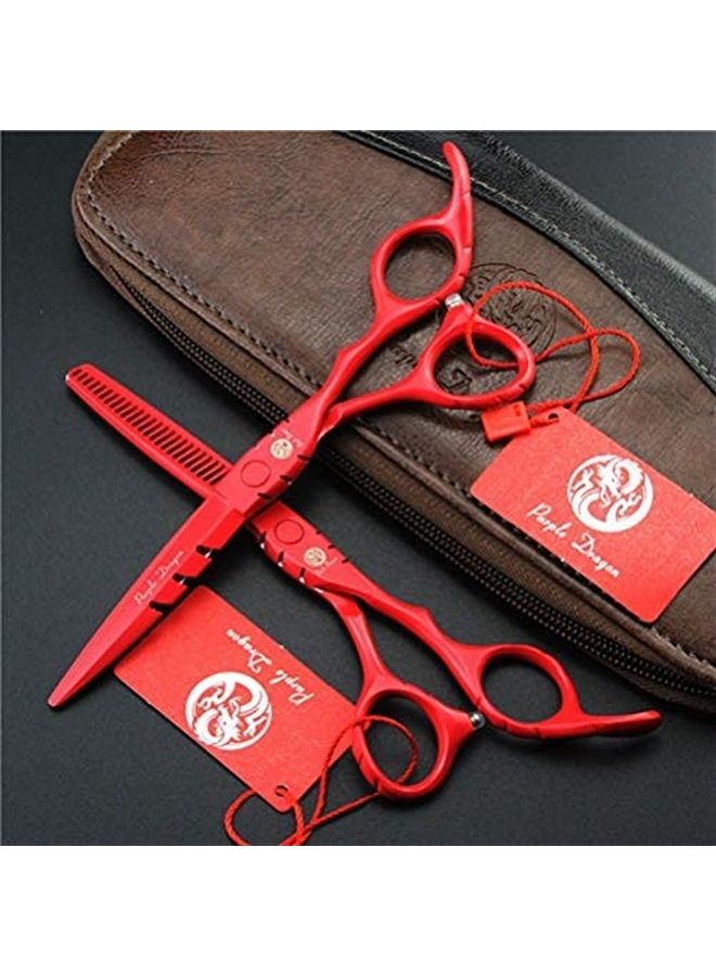 Purple Dragon Professional Japan 440C Hair Salon Cutting Shears and Barber Thinning Scissor Hairdressing Shear Set with Bag - Image 2