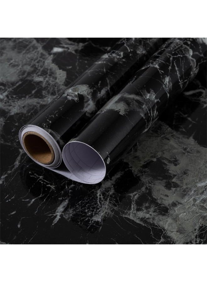 Holomey 24x354 inch Black Marble Contact Paper Peel and Stick Wallpaper Self Adhesive Removable Decorative Vinyl Wll Paper for Bedroom Bathroom Kitchen Countertop Cabinet Wall Covering - Image 4