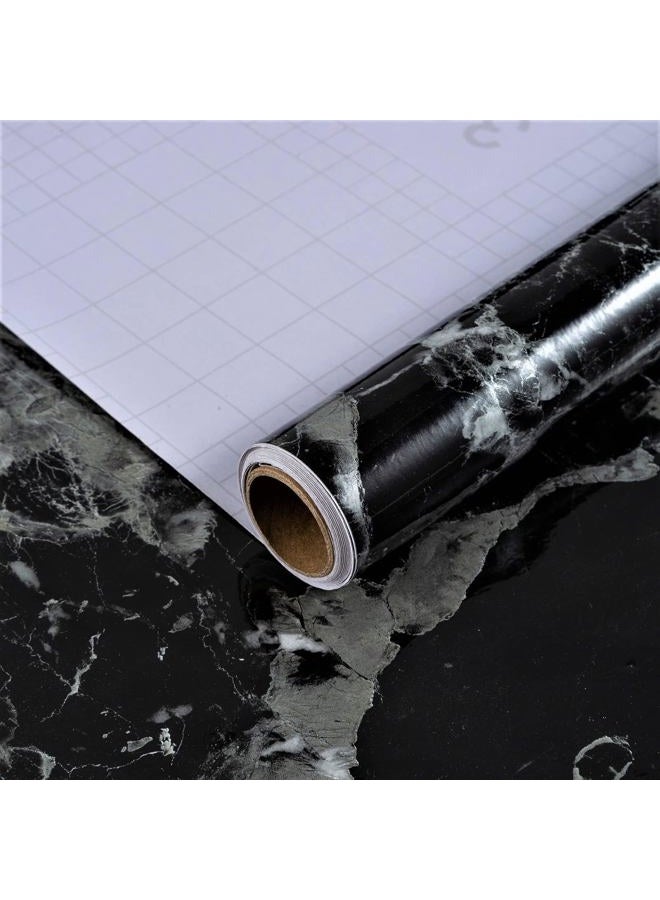Holomey 24x354 inch Black Marble Contact Paper Peel and Stick Wallpaper Self Adhesive Removable Decorative Vinyl Wll Paper for Bedroom Bathroom Kitchen Countertop Cabinet Wall Covering - Image 1