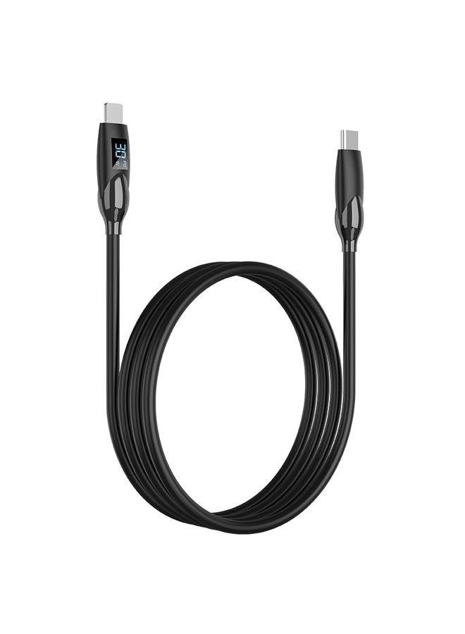 ENKAY PD30W Type-C to 8 Pin Fast Charging Data Silicone Cable with LED Display, Length:2m(Black) - Image 1