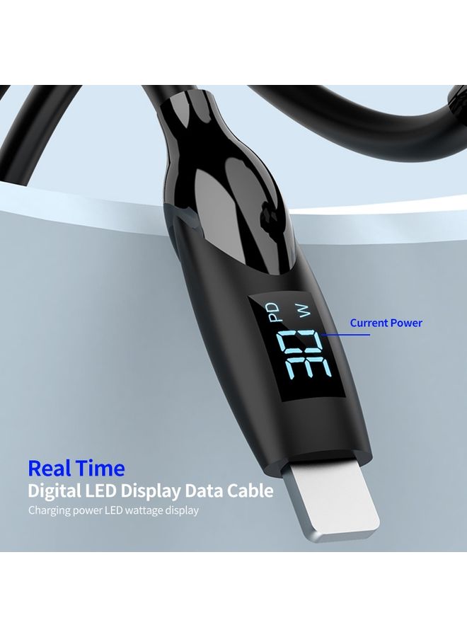 ENKAY PD30W Type-C to 8 Pin Fast Charging Data Silicone Cable with LED Display, Length:2m(Black) - Image 3