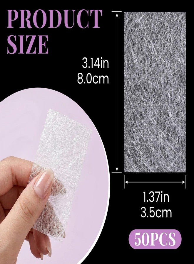 Hzopcw 50pcs Silk Nail Wrap Kit, Fiberglass Broken Natural Nail Extension Wraps, Silk Wrap Protector Repair Kit for Reinforce Extender DIY Home Use Salon- White - Image 2