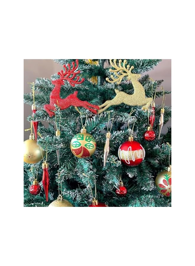 The Bros 40 قطعة زينة كرات عيد الميلاد، كرات شجرة عيد الميلاد المقاومة للكسر، كرات شجرة عيد الميلاد البلاستيكية اللامعة، مستلزمات ديكور حفلات عيد الميلاد، كرات الرسم بموضوع عيد الميلاد لتزيين حفلات المنزل - Image 2