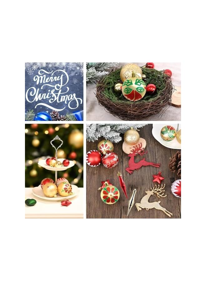 The Bros 40 قطعة زينة كرات عيد الميلاد، كرات شجرة عيد الميلاد المقاومة للكسر، كرات شجرة عيد الميلاد البلاستيكية اللامعة، مستلزمات ديكور حفلات عيد الميلاد، كرات الرسم بموضوع عيد الميلاد لتزيين حفلات المنزل - Image 4