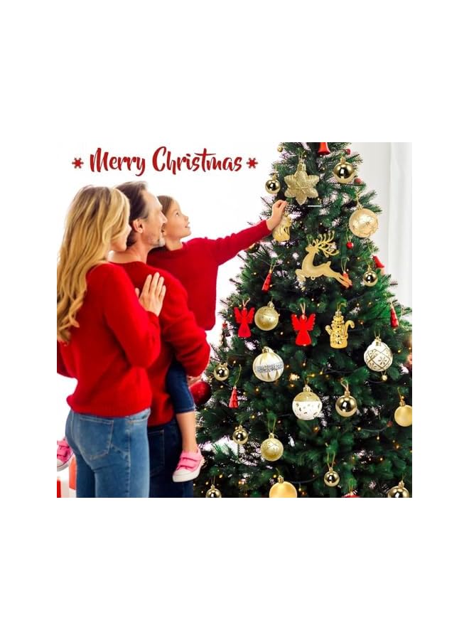 The Bros 40 قطعة زينة كرات عيد الميلاد، كرات شجرة عيد الميلاد المقاومة للكسر، كرات شجرة عيد الميلاد البلاستيكية اللامعة، مستلزمات ديكور حفلات عيد الميلاد، كرات الرسم بموضوع عيد الميلاد لتزيين حفلات المنزل - Image 5