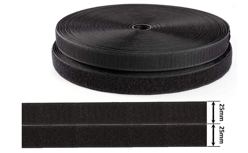 AKKIAGRO AKKIAGRO Non Adhesive Hook Tape Non Adhesive Loop Tape Black Color No Glue on Back Side NonAdhesive Fabric Fastener Interlocking Tape for Sewing Crafts DIY Clothes Shoes etc 25 Meter  - Image 3