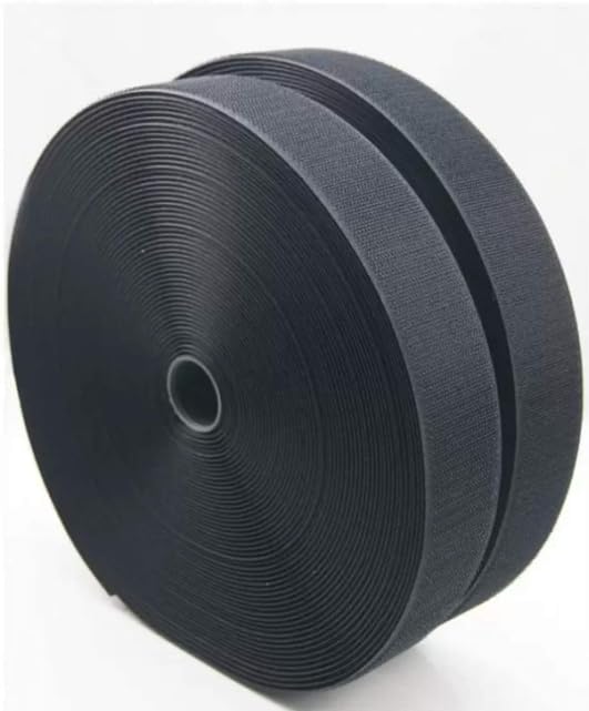 AKKIAGRO AKKIAGRO Non Adhesive Hook Tape Non Adhesive Loop Tape Black Color No Glue on Back Side NonAdhesive Fabric Fastener Interlocking Tape for Sewing Crafts DIY Clothes Shoes etc 25 Meter  - Image 1