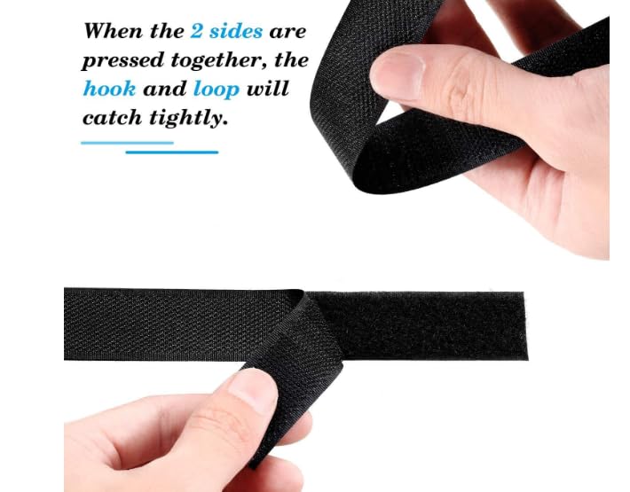 AKKIAGRO AKKIAGRO Non Adhesive Hook Tape Non Adhesive Loop Tape Black Color No Glue on Back Side NonAdhesive Fabric Fastener Interlocking Tape for Sewing Crafts DIY Clothes Shoes etc 25 Meter  - Image 5