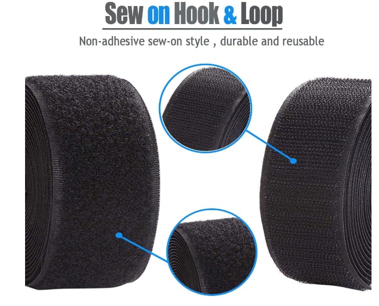 AKKIAGRO AKKIAGRO Non Adhesive Hook Tape Non Adhesive Loop Tape Black Color No Glue on Back Side NonAdhesive Fabric Fastener Interlocking Tape for Sewing Crafts DIY Clothes Shoes etc 25 Meter  - Image 4