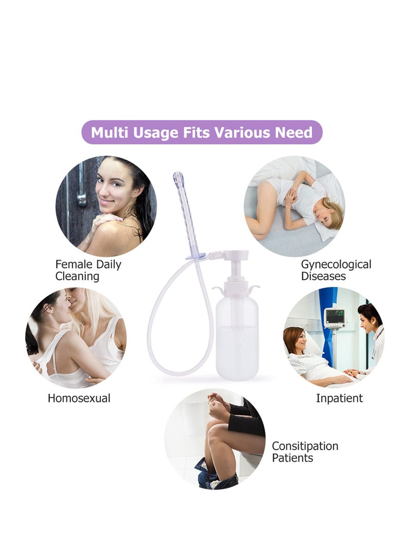 SYOSI 300ml  Douche Cleaner -  Douche Cleaning Kit Enema Bottle with 3 Nozzle Tips - Reusable Manual Pressure Enemas for Douche, Water Colon Cleansing Gifts for Women(300ml/10.1oz) - Image 2