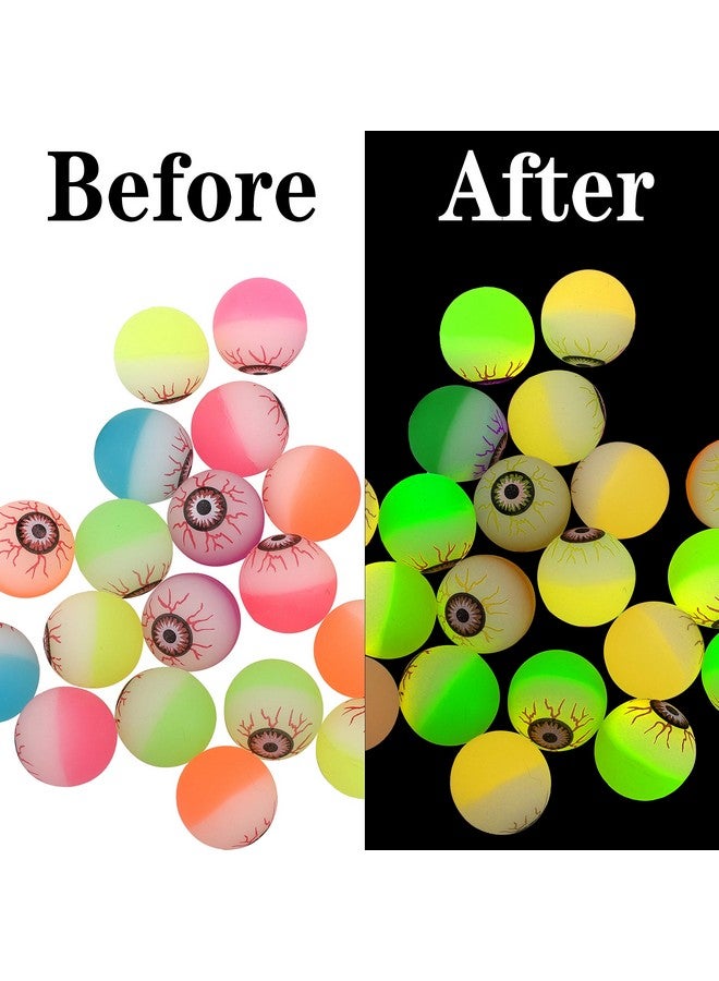 Elcoho 24 Pieces Glow In The Dark Bouncing Eyeballs Halloween Bright Bouncing Balls For Trick Or Treat Or Halloween Favors - Image 2