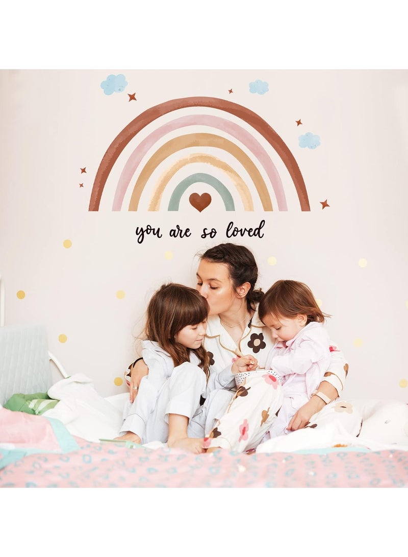 Today Idea 30 x 14 Inch Rainbow Wall Decal Pastel Large Heart Wall Stickers Decor Peel and Stick, Boho Wallpaper Decor for Girls Kids Bedroom Nursery Playroom(Boho) - Image 4