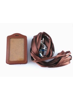 Yueton 10Pcs Vertical Style Leather Business Id Badge Card Holder, Name Card Business Card Holder Tag With Long Neck Strap Band Lanyard (Brown)  - Image 3
