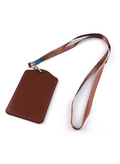 Yueton 10Pcs Vertical Style Leather Business Id Badge Card Holder, Name Card Business Card Holder Tag With Long Neck Strap Band Lanyard (Brown)  - Image 5