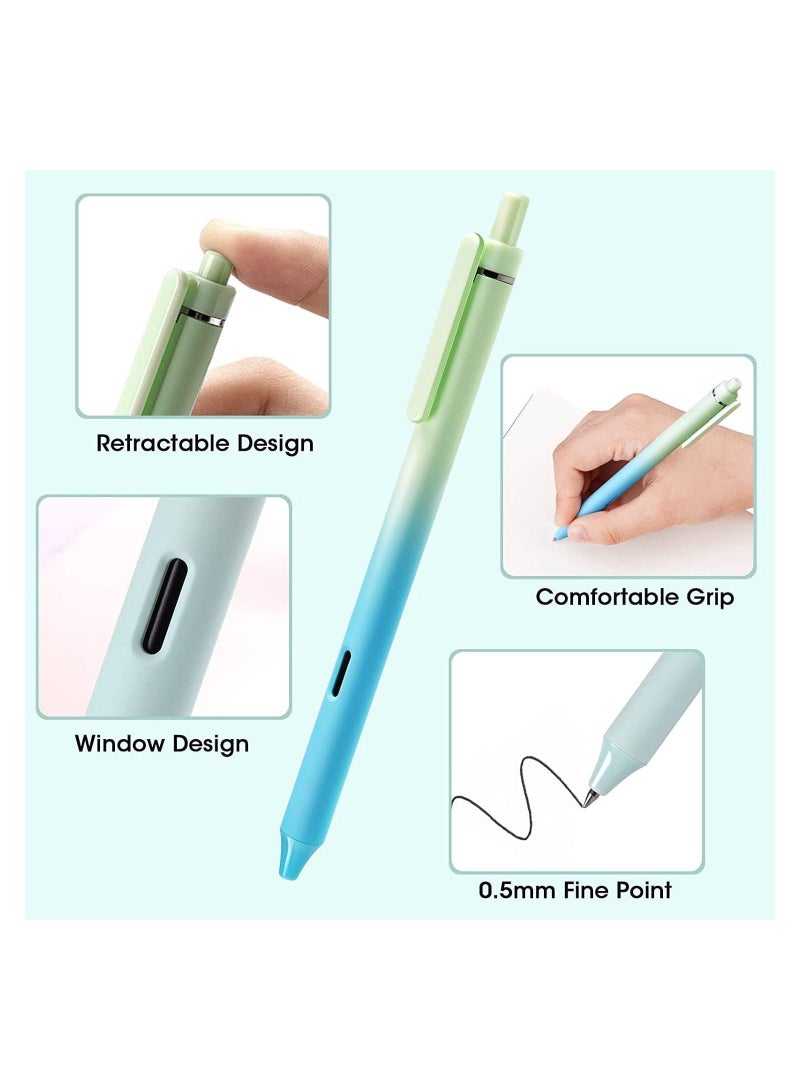 SYOSI Retractable Gel Ink Pens, Aesthetic Gradient Color Barrel, 4Pcs Black Ink 0.5mm Fine Point Tip Pen Comfort Grip Smooth Writing, for Journaling Note Taking Sketching, Gel Pens Quick Dry Pens - Image 2