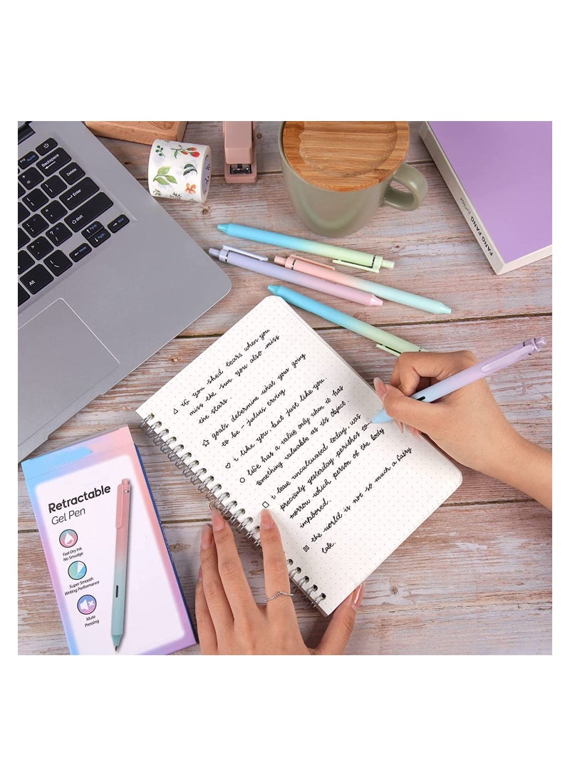 SYOSI Retractable Gel Ink Pens, Aesthetic Gradient Color Barrel, 4Pcs Black Ink 0.5mm Fine Point Tip Pen Comfort Grip Smooth Writing, for Journaling Note Taking Sketching, Gel Pens Quick Dry Pens - Image 5