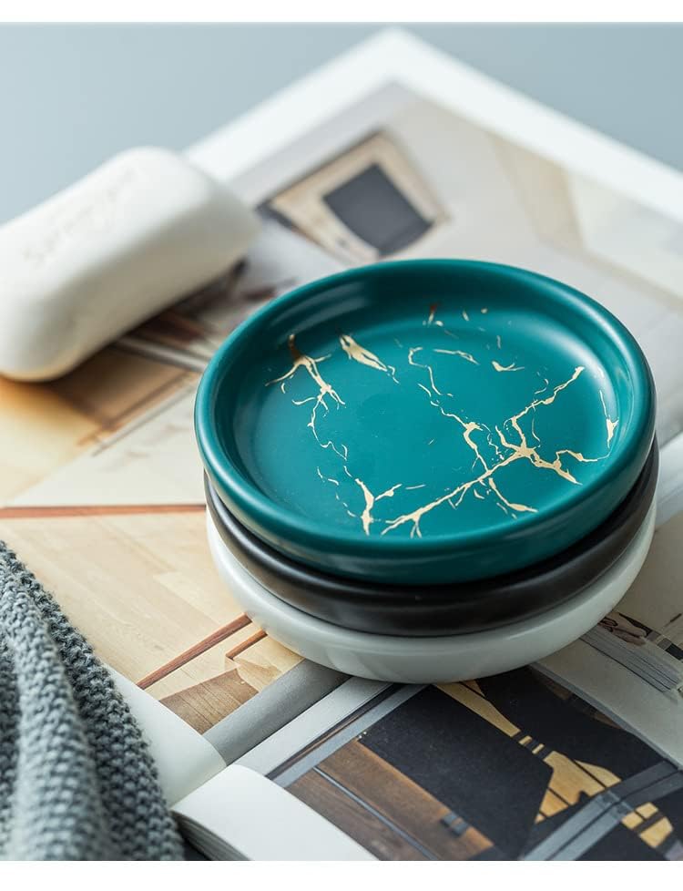 Kuber Industries Ceramic Soap Holder for Bathroom, Kitchen Sink, Wash Basin | Round Soap Plate | Countertop Soap Tray | ZX023BK | Black - Image 5