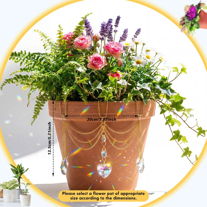 BrightRow Sun Catcher Plant Hanger with Beads and Glass Crystal Beaded Plant Accessories for Indoor Home Rainbow Decor Pot Accessory(Flower Pot Not Included) (Heart) - Image 2