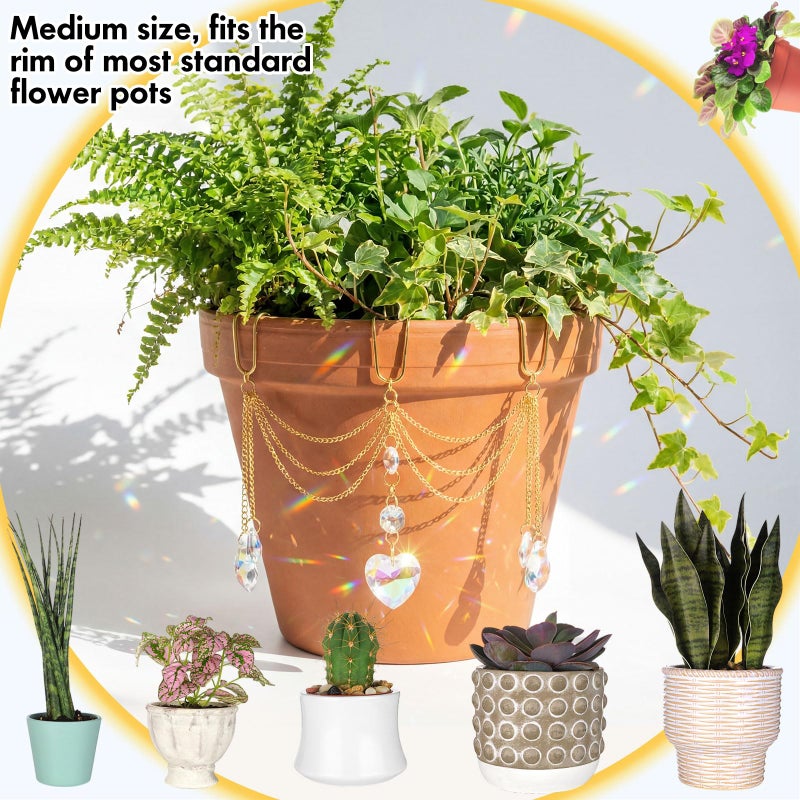 BrightRow Sun Catcher Plant Hanger with Beads and Glass Crystal Beaded Plant Accessories for Indoor Home Rainbow Decor Pot Accessory(Flower Pot Not Included) (Heart) - Image 4