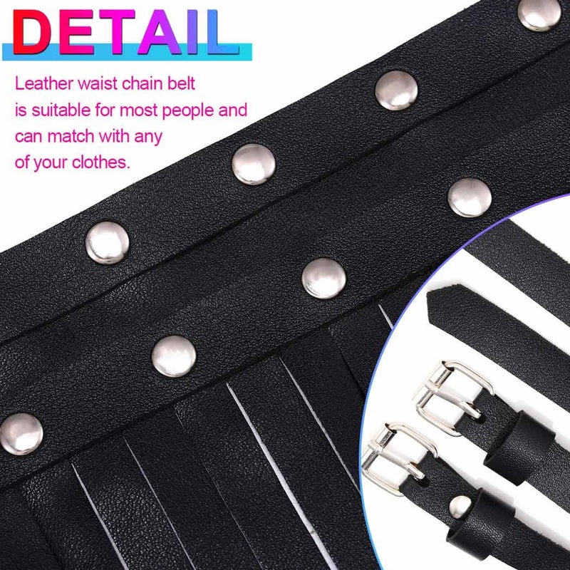 Nicute Black Fringe Belt Leather Fringe Skirt Fashion Tassel Belts for Women - Image 4