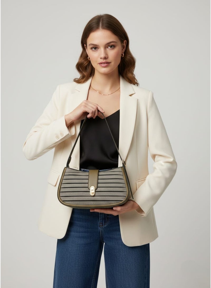 Jeans leather crossbody bag, shoulder bag with a connected strap and modern design. - Image 1