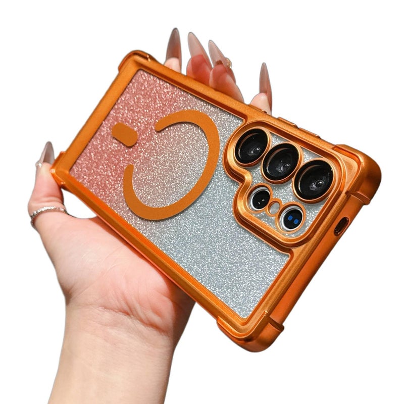 TPU+Acrylic MagSafe Case for Samsung S26 Ultra / Samsung S26 with Shockproof and Drop Protection plus Shockproof plus Kickstand plus Strong Magnetic in Orange - Image 1