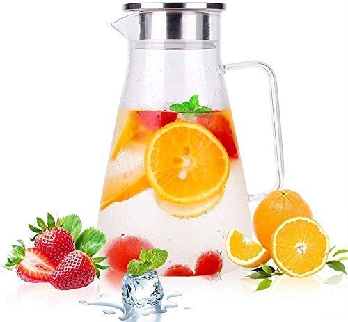 Swami Enterprise Swami Enterprise 1300 ml Glass Water Jug with Lid Glass Pitcher Hot Water Jug Milk Beverage Carafe Glass Water Jug for Dining Table Pack of 1 - Image 2