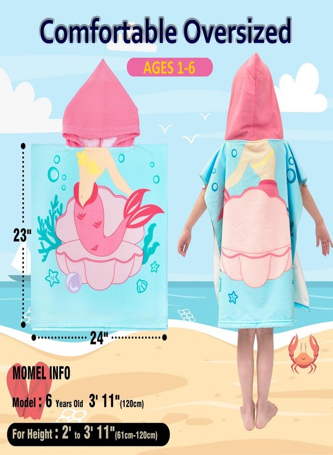 growell Hooded Kids Beach Towels - Toddler Bath Towel Girls Boys Swim Cover-ups for Ages 1 to 6 Kids Pool Towels Quick Dry Lightweight Soft Microfiber Poncho Towel 24x24 (Mermaid Seashell) - Image 5