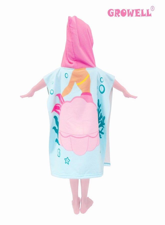 growell Hooded Kids Beach Towels - Toddler Bath Towel Girls Boys Swim Cover-ups for Ages 1 to 6 Kids Pool Towels Quick Dry Lightweight Soft Microfiber Poncho Towel 24x24 (Mermaid Seashell) - Image 3