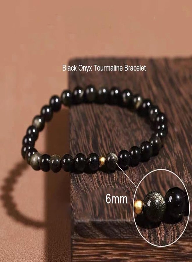 tanguan Protection Bracelet, Black Tourmaline Bracelet for Woman Man Healing Crystal Bracelets Obsidian Hematite Bracelets Anxiety and Stress Relief Clam Jewelry Handmade Natural Beads Jewelry Gift - Image 4