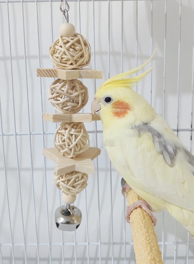 Forthcan Natural Wood Bird Cage Toys Set, Hanging Chew Swing and Climbing Ladder for Parrot, Parakeet, Cockatiel, Conure, Lovebirds and Small Birds - Image 3