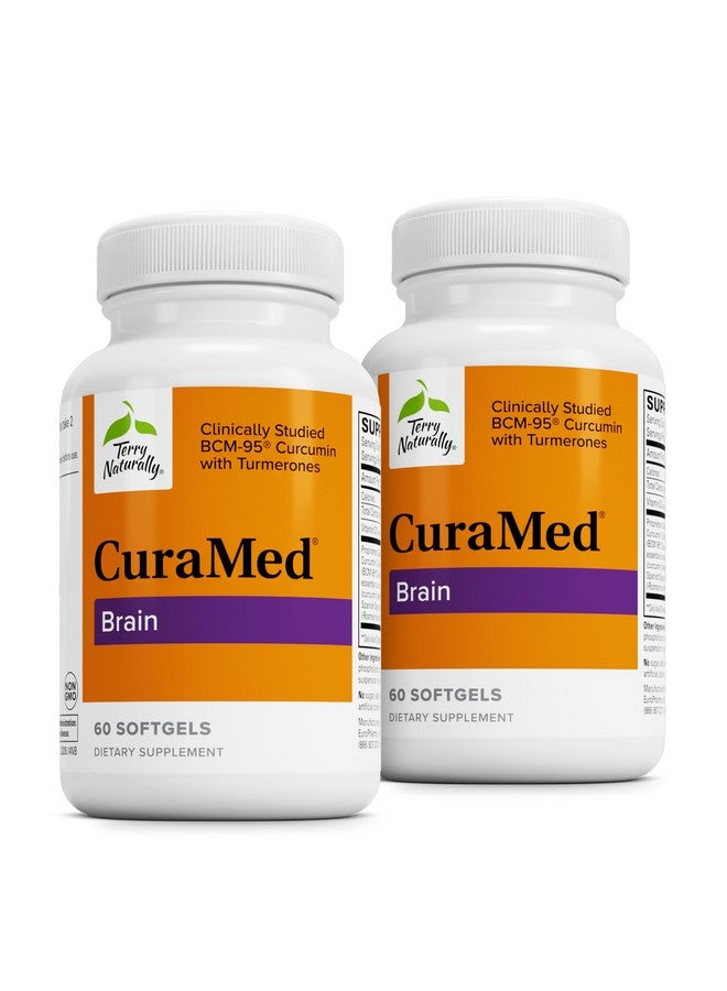 Terry Naturally CuraMed Brain - Dietary Supplement to Support Clarity & Focus - Brain Health Supplement with Curcumin & Turmeric Essential Oil to Aid Concentration - 60 Softgels (2 Pack) - Image 1