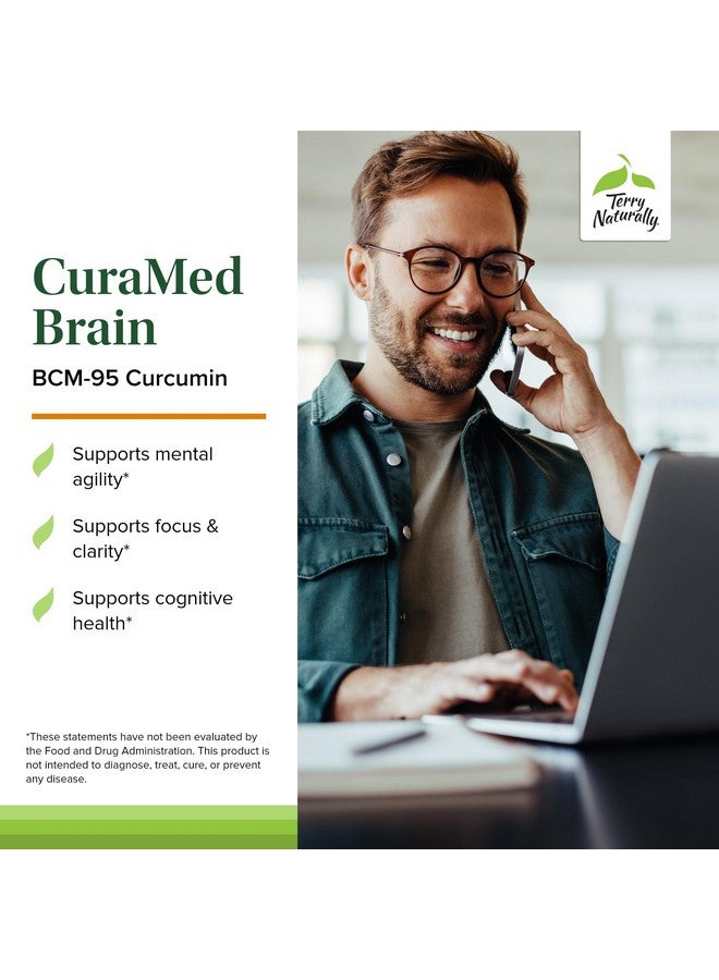 Terry Naturally CuraMed Brain - Dietary Supplement to Support Clarity & Focus - Brain Health Supplement with Curcumin & Turmeric Essential Oil to Aid Concentration - 60 Softgels (2 Pack) - Image 3
